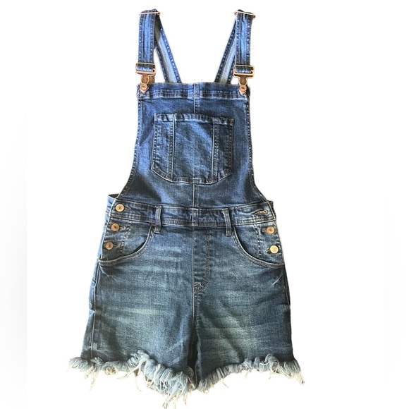 Black Label Pants - Black Label by C’est Toi Frayed Denim Overall Shorts- Size Med.